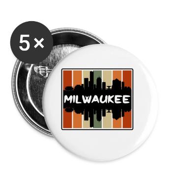 Milwaukee Wisconsin USA Skyline Silhouette Reisen - Buttons groß 56 mm (5er Pack) - Weiß - Vorne