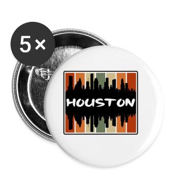Houston Texas Usa Skyline Silhouette Travel Souven - Buttons large 2.2''/56 mm (5-pack) - white - Front
