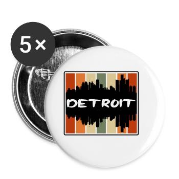 Detroit Michigan Usa Skyline Silhouette Travel Sou - Buttons large 2.2''/56 mm (5-pack) - white - Front