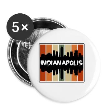 Indianapolis Indiana États-Unis Skyline Silhouette Voyage - Lot de 5 grands badges (56 mm) - blanc - Devant