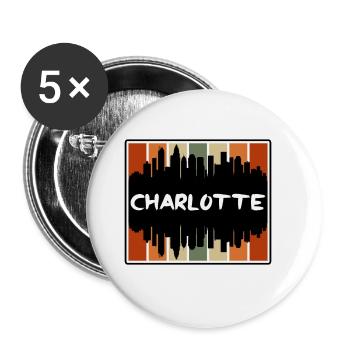 Charlotte Caroline du Nord États-Unis Skyline Silhouette Tr - Lot de 5 grands badges (56 mm) - blanc - Devant