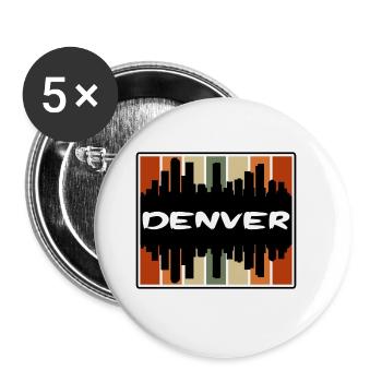 Denver Colorado USA Skyline Silhouette Reisen Souv - Buttons groß 56 mm (5er Pack) - Weiß - Vorne