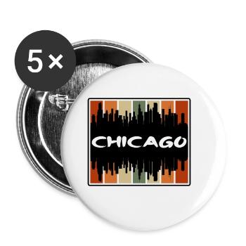 Chicago Illinois États-Unis Skyline Silhouette Voyage Sou - Lot de 5 grands badges (56 mm) - blanc - Devant