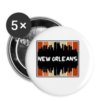New Orleans Louisiana Usa Skyline Silhouette Trave - Buttons large 2.2''/56 mm (5-pack) - white - Front