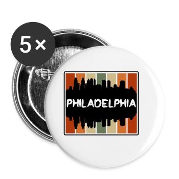 Philadelphia Pennsylvania Usa Skyline Silhouette T - Buttons large 2.2''/56 mm (5-pack) - white - Front