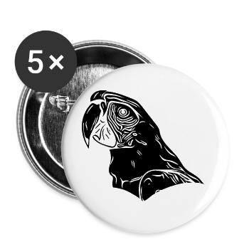 Perroquet Vintage Portrait Dessin d’oiseau - Lot de 5 grands badges (56 mm) - blanc - Devant