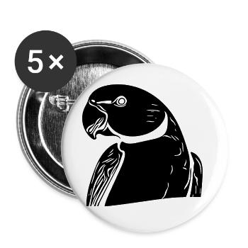 Collared Parakeet Portrait Vintage Parrot Drawing - Buttons large 2.2''/56 mm (5-pack) - white - Front