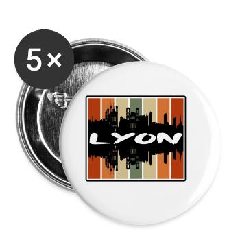 Lyon Frankreich Skyline Silhouette Reise Souvenir - Buttons groß 56 mm (5er Pack) - Weiß - Vorne
