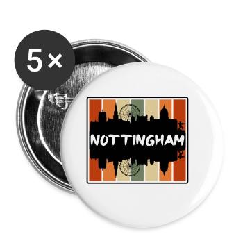Nottingham England Skyline Silhouette Travel Souve - Buttons large 2.2''/56 mm (5-pack) - white - Front