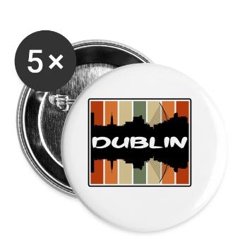 Dublin Irland Skyline Silhouette Reise Souvenir - Buttons groß 56 mm (5er Pack) - Weiß - Vorne