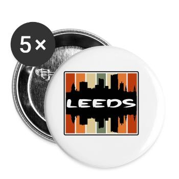 Leeds England Skyline Silhouette Travel Souvenir - Buttons large 2.2''/56 mm (5-pack) - white - Front