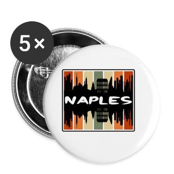 Naples Italy Skyline Silhouette Travel Souvenir - Buttons large 2.2''/56 mm (5-pack) - white - Front