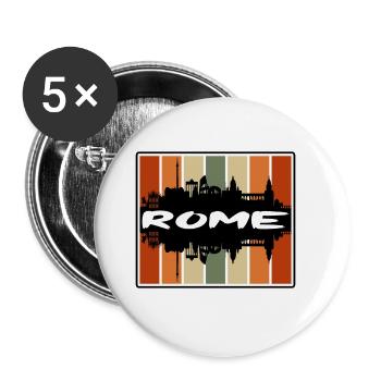 Rome Italie Skyline Silhouette Voyage Souvenir - Lot de 5 grands badges (56 mm) - blanc - Devant