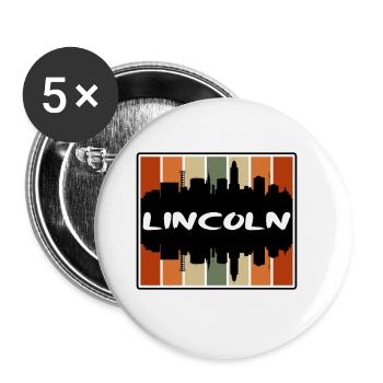 Lincoln Nebraska Usa Skyline Silhouette Travel Sou - Buttons large 2.2''/56 mm (5-pack) - white - Front