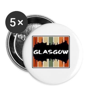 Glasgow Ecosse Skyline Silhouette Voyage Souveni - Lot de 5 grands badges (56 mm) - blanc - Devant