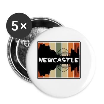 Newcastle England Skyline Silhouette Travel Souven - Buttons large 2.2''/56 mm (5-pack) - white - Front
