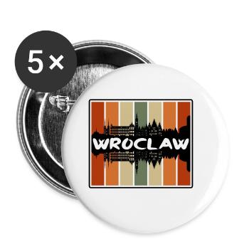Wroclaw Pologne Skyline Silhouette Souvenir de voyage - Lot de 5 grands badges (56 mm) - blanc - Devant