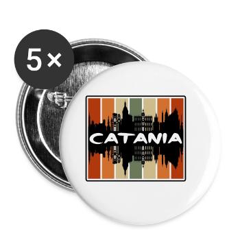Catane Italie Skyline Silhouette Voyage Souvenir - Lot de 5 grands badges (56 mm) - blanc - Devant