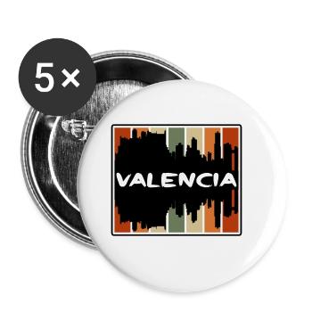 Valencia Spain Skyline Silhouette Travel Souvenir - Buttons large 2.2''/56 mm (5-pack) - white - Front