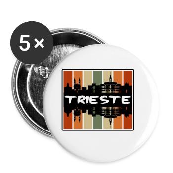Trieste Italie Skyline Silhouette Souvenir de voyage - Lot de 5 grands badges (56 mm) - blanc - Devant