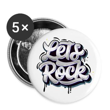 Let's Rock - Buttons large 2.2''/56 mm (5-pack) - white - Front