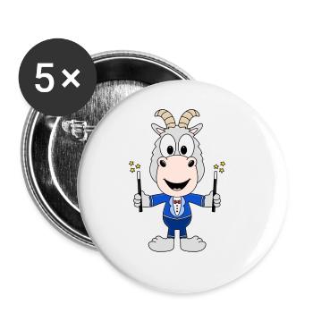 ZIEGE - ZAUBERER - ZAUBERN - MAGIE - TIER - Buttons groß 56 mm (5er Pack) - Weiß - Vorne