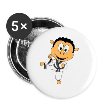 SCHWARZES SCHAF - JUDO - SPORT - KARATE - TIER - Buttons groß 56 mm (5er Pack) - Weiß - Vorne