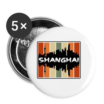 Shanghai Chine Skyline Silhouette Voyage Souvenir - Lot de 5 grands badges (56 mm) - blanc - Devant