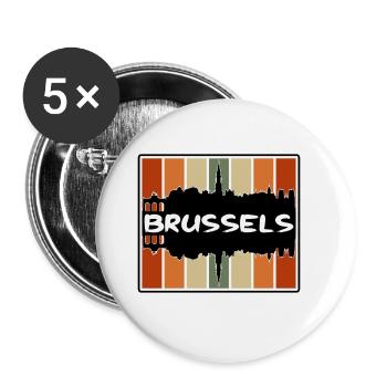 Bruxelles Belgique Skyline Silhouette Travel Souveni - Lot de 5 grands badges (56 mm) - blanc - Devant