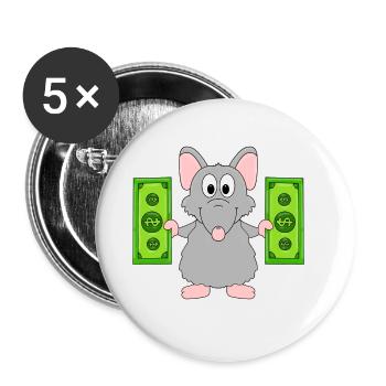 RATTE - GELD - TIER - TIERISCH - Buttons groß 56 mm (5er Pack) - Weiß - Vorne