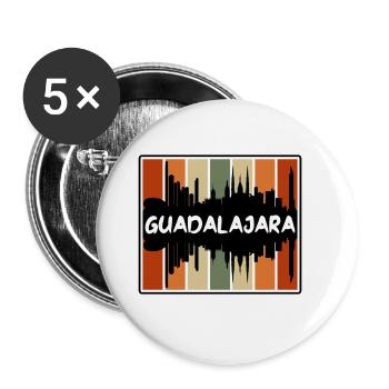 Guadalajara Mexico Skyline Silhouette Travel Souve - Buttons large 2.2''/56 mm (5-pack) - white - Front