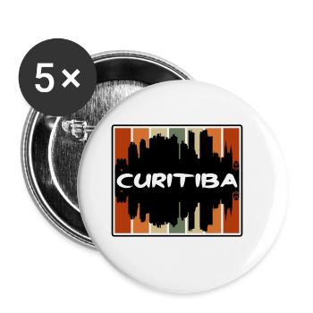 Curitiba Brazil Skyline Silhouette Travel Souvenir - Buttons large 2.2''/56 mm (5-pack) - white - Front