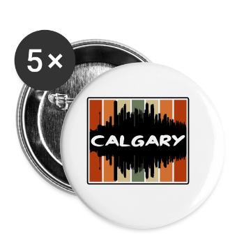 Calgary Canada Skyline Silhouette Travel Souvenir - Buttons large 2.2''/56 mm (5-pack) - white - Front