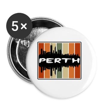 Perth Australien Skyline Silhouette Reise Souvenir - Buttons groß 56 mm (5er Pack) - Weiß - Vorne