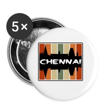 Chennai Indien Skyline Silhouette Reise Souvenir - Buttons groß 56 mm (5er Pack) - Weiß - Vorne