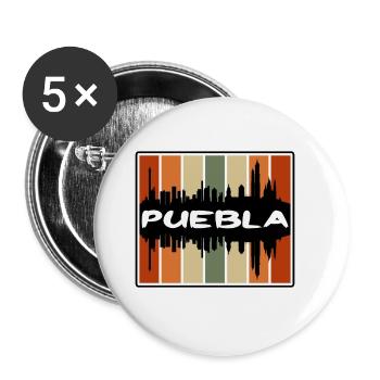 Puebla Mexico Skyline Silhouette Travel Souvenir - Buttons large 2.2''/56 mm (5-pack) - white - Front