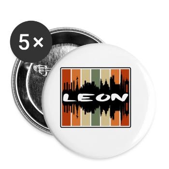 Leon Mexico Skyline Silhouette Travel Souvenir - Buttons large 2.2''/56 mm (5-pack) - white - Front