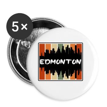 Edmonton Canada Skyline Silhouette Souvenir de voyage - Lot de 5 grands badges (56 mm) - blanc - Devant