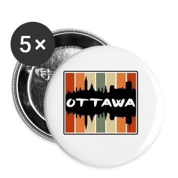 Ottawa Canada Skyline Silhouette Travel Souvenir - Buttons large 2.2''/56 mm (5-pack) - white - Front