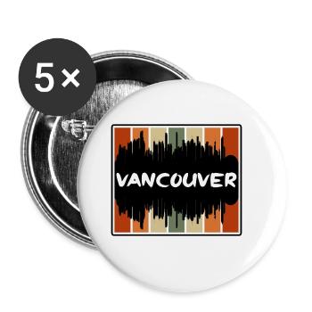 Vancouver Kanada Skyline Silhouette Reise Souveni - Buttons groß 56 mm (5er Pack) - Weiß - Vorne