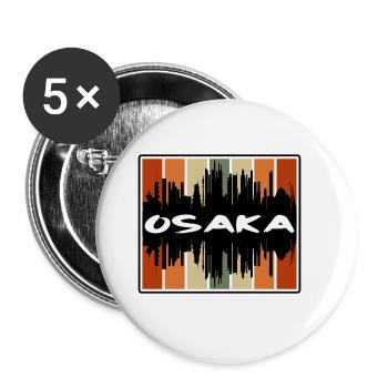 Osaka Japon Skyline Silhouette Souvenir de voyage - Lot de 5 grands badges (56 mm) - blanc - Devant