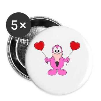 FLAMINGO - LUFTBALLONS - LIEBE - LOVE - TIER - Buttons groß 56 mm (5er Pack) - Weiß - Vorne