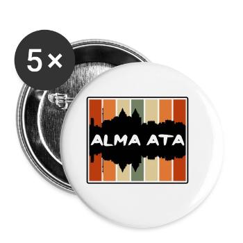 Alma Ata Kasachstan Skyline Silhouette Reise Souv - Buttons groß 56 mm (5er Pack) - Weiß - Vorne