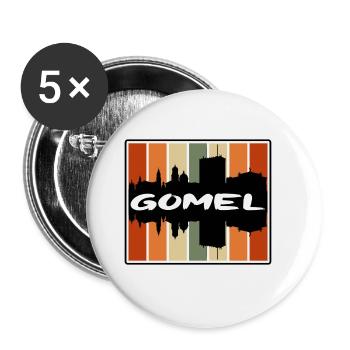 Gomel Weißrussland Skyline Silhouette Reise Souvenir - Buttons groß 56 mm (5er Pack) - Weiß - Vorne