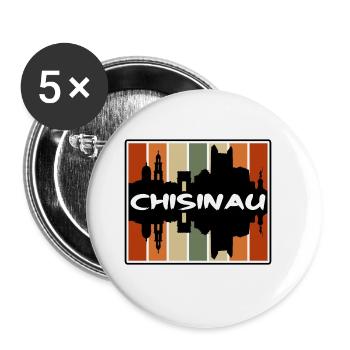 Chisinau Moldova Skyline Silhouette Travel Souveni - Buttons large 2.2''/56 mm (5-pack) - white - Front