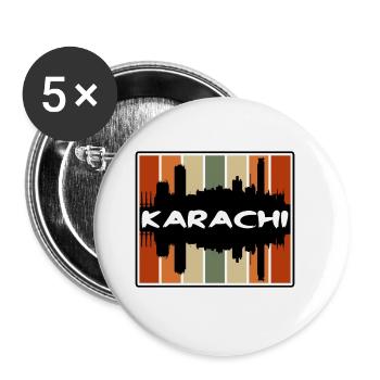 Karachi Pakistan Skyline Silhouette Travel Souveni - Buttons large 2.2''/56 mm (5-pack) - white - Front