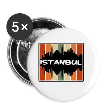 Istanbul Turkey Skyline Silhouette Travel Souvenir - Buttons large 2.2''/56 mm (5-pack) - white - Front