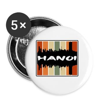 Hanoi Vietnam Skyline Silhouette Souvenir de voyage - Lot de 5 grands badges (56 mm) - blanc - Devant