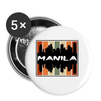 Manila Philippinen Skyline Silhouette Reisen Souve - Buttons groß 56 mm (5er Pack) - Weiß - Vorne