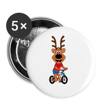 REH - FAHRRAD - RAD - TIER - KIND - BABY - Buttons groß 56 mm (5er Pack) - Weiß - Vorne